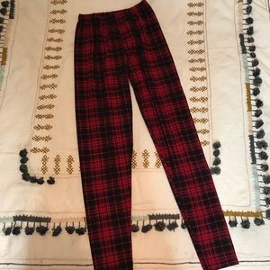 Red plaid leggings